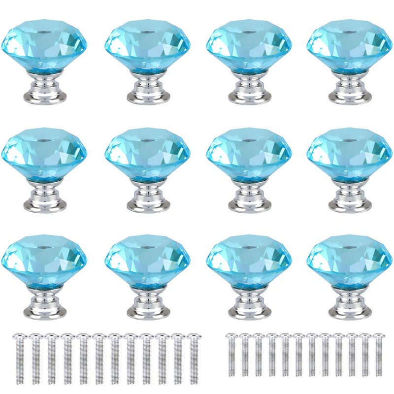ANJUU 12 Pcs 30mm Diamond Shape Crystal Glass Cabinet Knobs with Screws Drawer Knob Pull Handle Used for Kitchen, Dresser, Door, Cupboard - Image 1